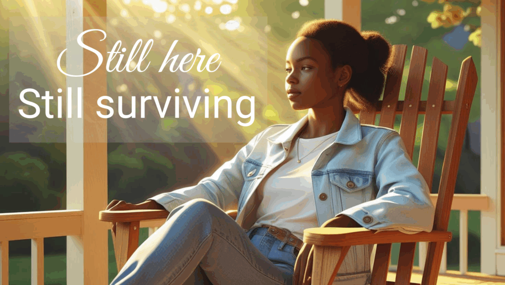 A younger version of me, still here, still surviving